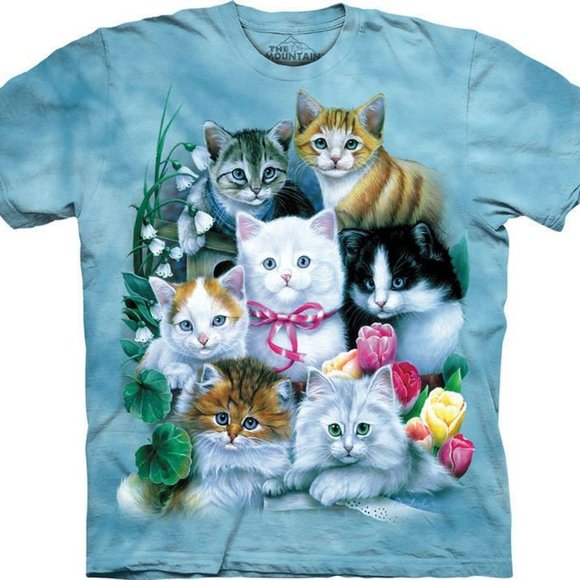 The Mountain Cat Blue Kitten Cats Meow British Shorthair Munchkin T-Shirt S-3X - Picture 1 of 5